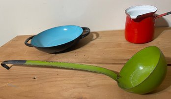 Trio Of Vintage Enamel Cookware