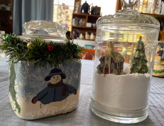 Two Decorative Glass Jars