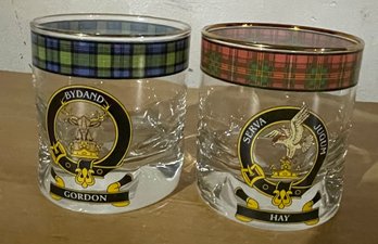 Pair Of Clan Crest WhiSkey Glasses, Tartantown Ltd