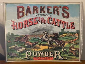 Barkers Horse And Cattle Metal Sign