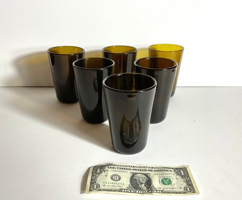 6 Mid Century Style Blown Light Olive Green Tumblers