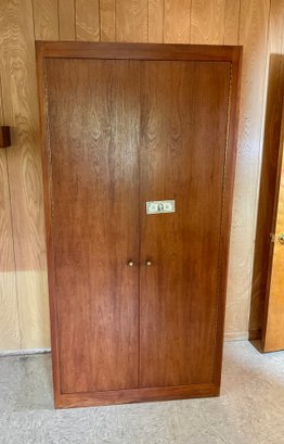 Mid Century Modern Teak 2 Door Wardrobe / Closet / Armoire Cabinet