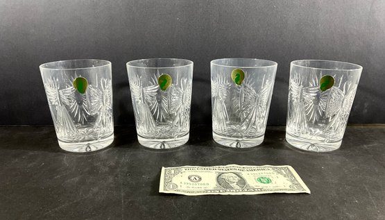 4 Signed Waterford Millennium Pattern Rocks Glasses