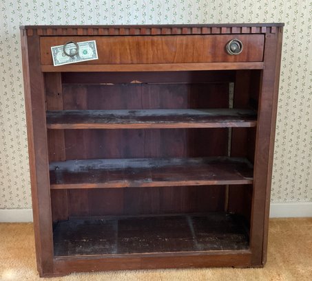 Antique Walnut French Bookcase With Dental Molded Top
