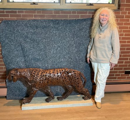 Original Alfred Melenbacker Mid Century Fabricated Steel Sculpture Of A Leopard