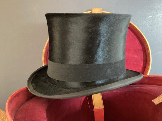 19th Century Beaver Hat By Crandor Of London With Original Leather Box