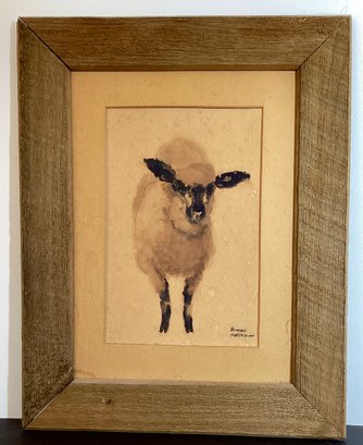 Original Watercolor Lamb Looking On By Artist Ronnie Pastorini
