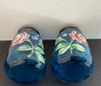 6 Antique Colorful Glass  Salt And Sugar Shakers With Metal Tops