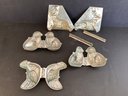 4 Antique German/ French Chocolate Molds With Chicks, A Hen, &  A Bunny
