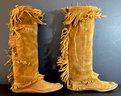 These Fringed Suede Boots Were Made For Walkin! Size 10 Vintage Handmade Mens Tall Boots