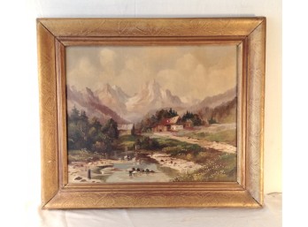 A Mountain View An Original Oil Painting On Canvas Dated 1952