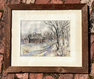 Original Watercolor Of  Parmalee Barn In Killingworth, Ct., Framed & Under Glass