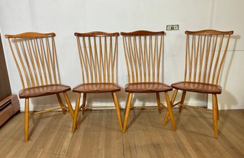 4 Original Stephen Swift Cherry High Back Windsor Chairs