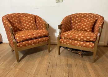 Pair Mid Century Low Club Chairs
