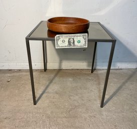 Small Wrought Iron And Mirror Top Cube Table