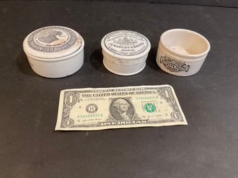 3 Antique Porcelain  Personal Products Jars