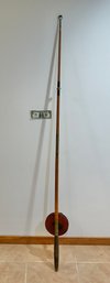 Antique Mahogany & Oak Fishing Pole & Reel Signed