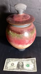 Signed By Artists 1995 Hand Thrown Raku Pot And Glazed In Lovely Colors