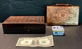 International Group Of  Ladies Clutch, Wooden Box,  And Porcelain Box
