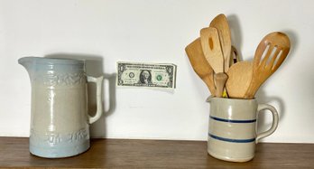 Two Salt Glaze Stoneware Pitchers