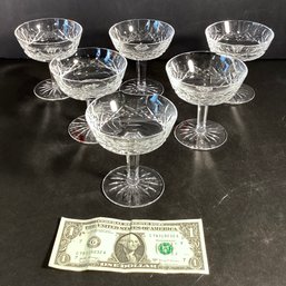 Six Waterford Crystal Lismore Saucer Champagne /Sherbet Glasses