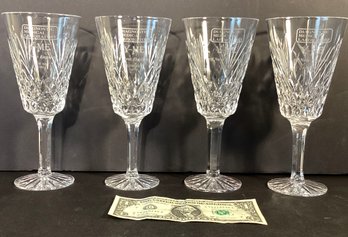 4  Signed Tyrone Crystal Glasses Northern Ireland Glass Company With Imprinted Golf Logo