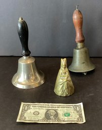 3 Vintage  Hand Held Bells