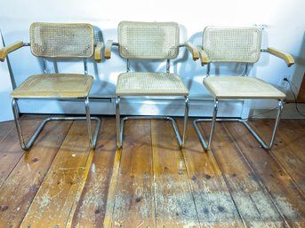 3 Marcel Breuer Iconic Cesca Arm Chairs