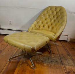 Mid Century Swivel Chair & Ottoman