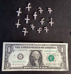 13 Sterling Silver 925 Crosses With Simulated Diamonds