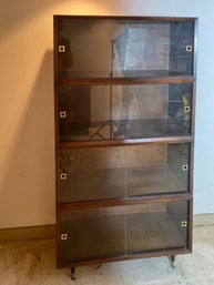 Mid Century Walnut 4  Section Stacking Bookcase