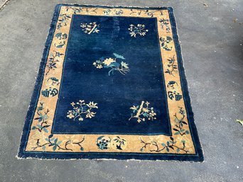 Antique 48 X 60 Chinese Hand Woven Wool Carpet Circa 1930