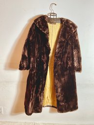 Vintage Sheered Beaver Womans Full Length Coat With Shawl Collar