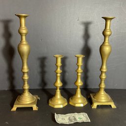 Lot Of 4 Antique Brass Candlesticks