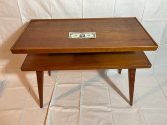 Mid Century Modern Walnut Two Tier Table