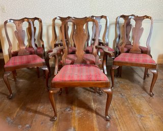 8 Henkel Harris Cherry Wood Queen Anne Chairs