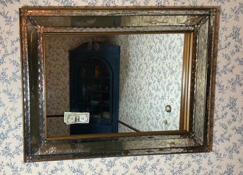 Hollywood Glam Cut & Etched Wall Mirror Circa 1920s