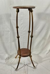 Turn Of Century Brass & Cherry Wood Fern/ Plant Stand