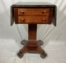 Vintage Mahogany 2 Drawer Drop Leaf Side Table