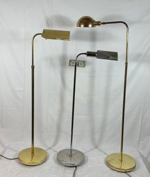 3 Brass & Chrome Adjustable Articulating Floor Lamps