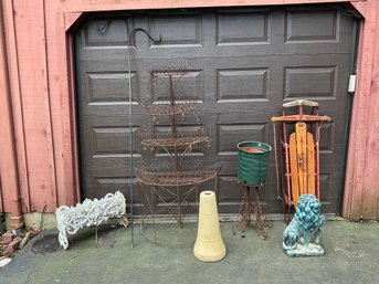 Lot Of Outdoor Planters & Figures