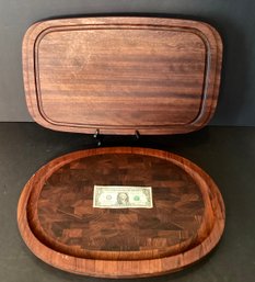 2 Dansk Wood Trays: An Oval Inlaid Tray And Serving Tray