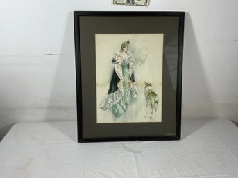 Antique Hand Colored Harrison Fisher 1902  Lithograph