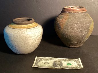 2 Raku Pottery Vases