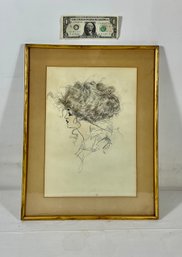 Original Pen & Ink Drawing Of A Gibson Girl ( Unsigned )