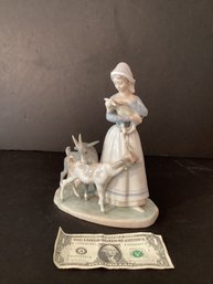 Lladro Shepherdess With Goats