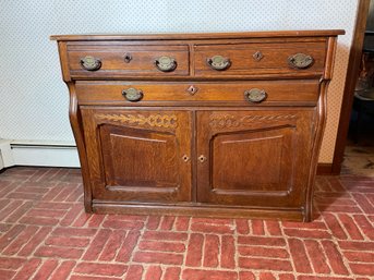 Quarter Sawn Oak  Carved Victorian Storage Cabinet