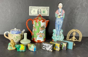 12 Vintage Chinese Porcelain, Cloisonne , Brass Lot