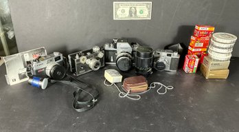 Vintage SLR Camera Lot With Accessories ( LOOK )