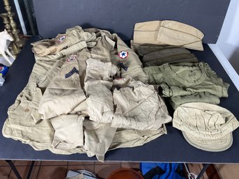 13 Pcs. Lot Of WWII AMRY SHIRTS, HATS, TEE SHIRTS